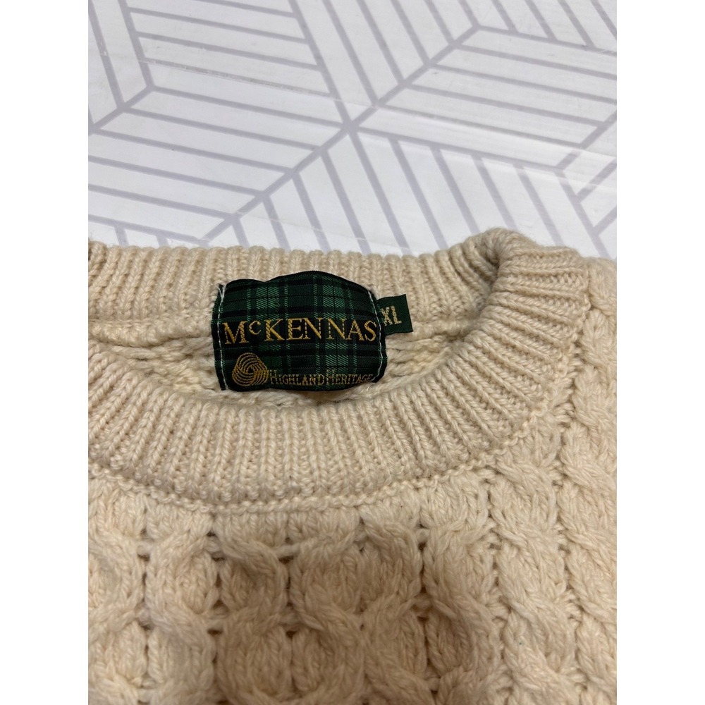 McKennas Highland England Sweater Men's size Xl Wool Fisherman Cable Knit i. - Picture 2 of 9